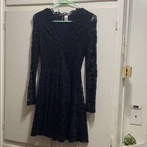 Navy or Red Long Sleeve Dress